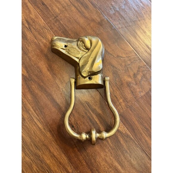 DOG HEAD DOOR KNOCKER FIGURAL SETTER POINTER DACHSHUND BEAGLE BRASS HEAVY 9” - Picture 1 of 10